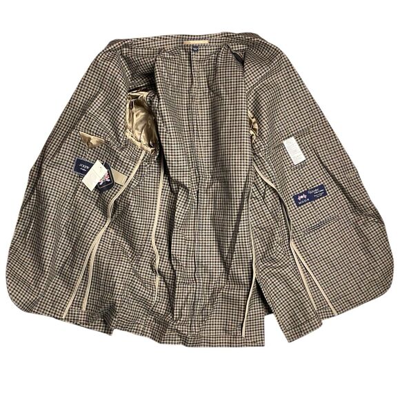 J Crew Ludlow Blazer Mens 42R Tan Check Wool Blend Tailored Sport Coat Jacket - Picture 7 of 16